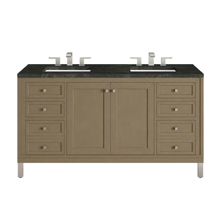 James Martin Vanities Chicago 60" Double Vanity, Walnut Whisper, w/ 3 CM Phantome Eclos Top 503-V60D-WLW-3PHT