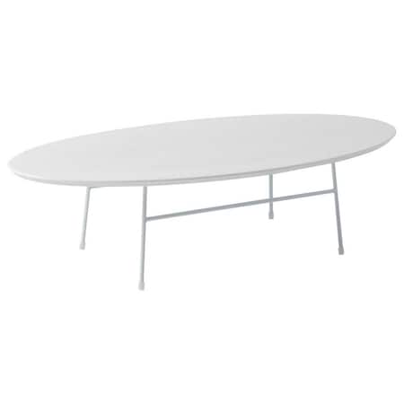 Leisuremod Rossmore Oval Coffee Table with White Powder Coated Steel Frame, White RSW-46W