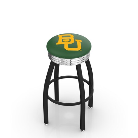 Holland Bar Stool Co 30" Blk Wrinkle Baylor Swivel Bar Stool, Chrome Ring L8B3C30Baylor