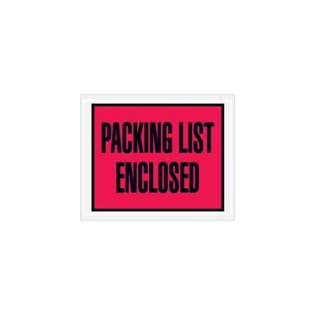 Bubblefast 4 1/2 x 5 1/2'' Red ''Packing List Enclosed'' Envelopes, 1000PK BFPL402