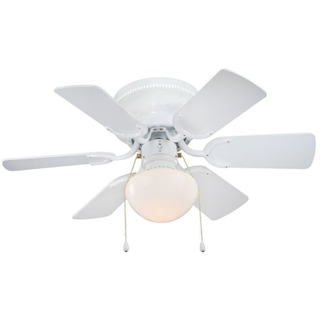 Boston Harbor Ceiling Fan, 6-Blade, White Housing, 30 in Sweep, MDF Blade, 3-Speed CF-78108