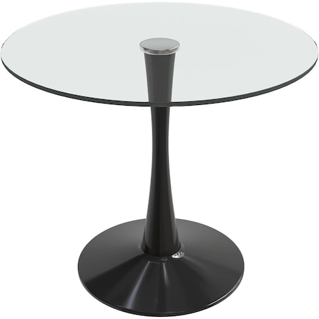 Leisuremod Bristol Modern Round Dining Table with Glass Top and Iron Pedestal Base BTBL-27CL