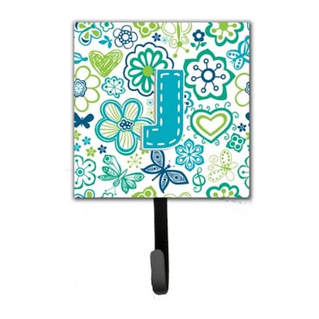 Carolines Treasures Letter J Flowers And Butterflies Teal Blue Leash and Key Holder CJ2006-JSH4