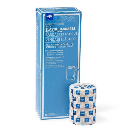 Medline Matrix Elastic Bandage w Self-Closure, Stretched, Nonsterile, 4in x 10 yd. (10.2 cm x 9.1 m), 20PK MDS087104LF
