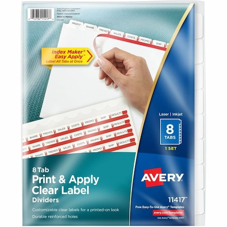 Avery Dennison Print-On Tab Index Divider, Pk8 11417