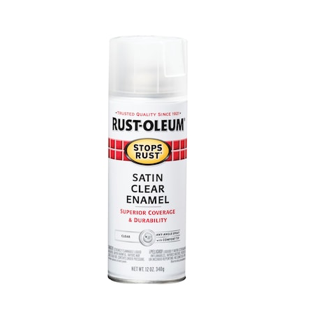 Rust-Oleum Spray Paint, Clear, Satin, Solvent, 12 oz 285092