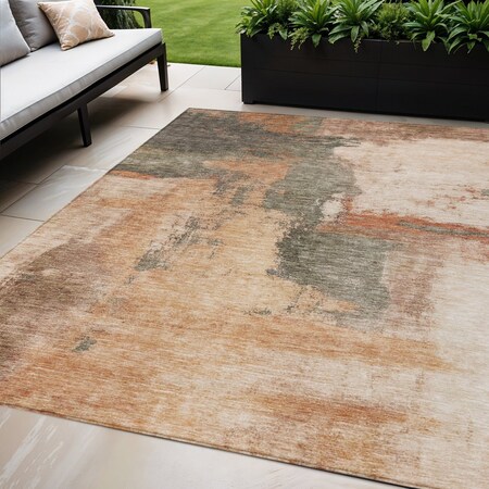 Homeroots 5' X 8' Terra Cotta Gray And Brown Abstract Washable Indoor Outdoor Area Rug 602988