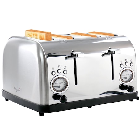 Megachef 4 Slice Wide Slot Toaster with Variable Browning in Silver MG-TS-3500S