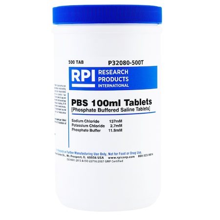Rpi PBS Phosphate Buffered Saline 100 ml Tablets, 500 Tablets per Bottle P32080-500T