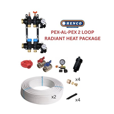 Henco Infloor radiant heating set - PEX-AL-PEX + composite manifold - < 570 sqft 806363