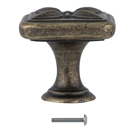 Brixwell Decorative Square Cabinet Knob For Kitchen And Cabinet Hardware 1-1/8 in Dia Weathered Brass BXB90072R2