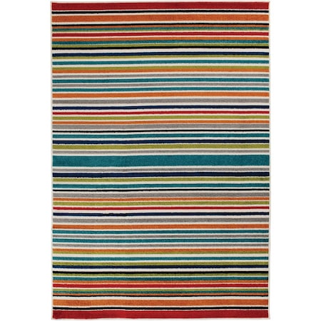 Backyard Bungalow Santee Multi 6 ' 7''x9 ' 6'' Multi-Color Stripe Plush Outdoor Rug 2310MN71DB.084