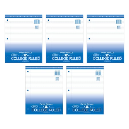 Roaring Spring Case of Loose Leaf Paper, 500 sht/pk, 8"x11", College Ruled Filler Paper w/Margin, 3-hole Punched 83909cs