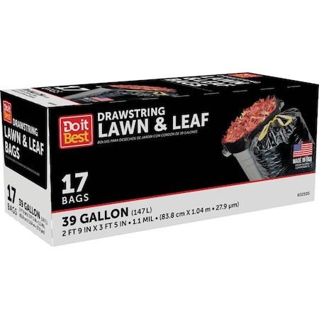 Do It Best 39 Gal. Black Drawstring Lawn & Leaf Bag, 17-Count 602505