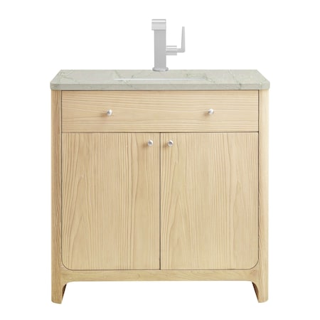 James Martin Vanities Gracyn 36 in. Single Vanity, Coastal Driftwood, w/ 3 CM Victorian Silver Quartz Top D125-V36-CSD-3VSL