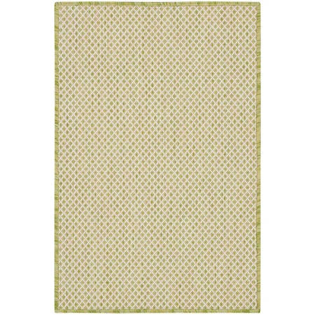 Homeroots 2' X 3' Ivory And Green Geometric Indoor Outdoor Area Rug 573881