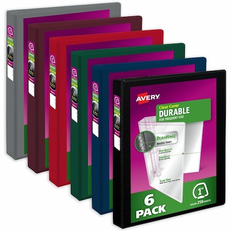 Avery Binder, Assorted Dark Color, Durable, PK6 05633