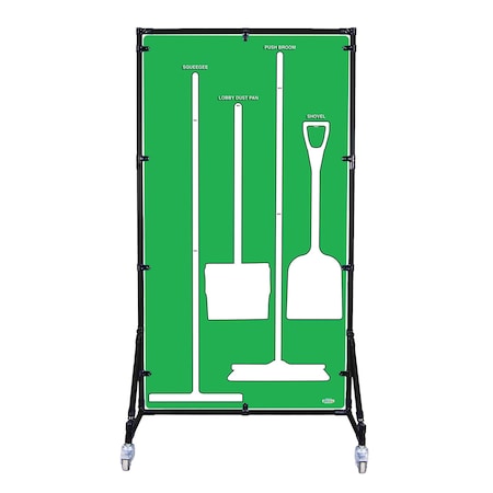 5S Supplies Housekeeping Shadow Board Broom Station V10, Green / White, Kit, No Text HSB-V10-GREEN/WHITE-KIT-NO TEXT