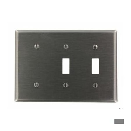Leviton Blank Wall Plate, Number of Gangs: 3 Stainless Steel, Silver S214-N
