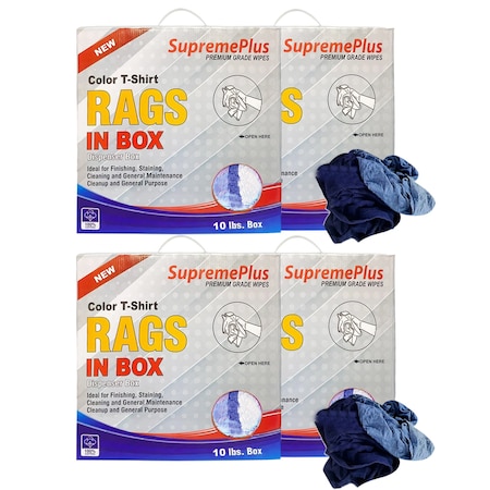 Supremeplus New Color Knit T-Shirt Cleaning Rags, 10 lbs. Compressed Boxes, Pack of 4, 4PK SP-7837
