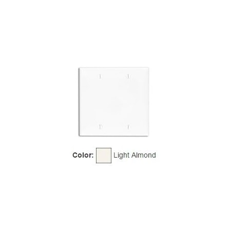 Leviton Blank Wallplate, Standard Size, Gang 2, Light Almond 80725-T