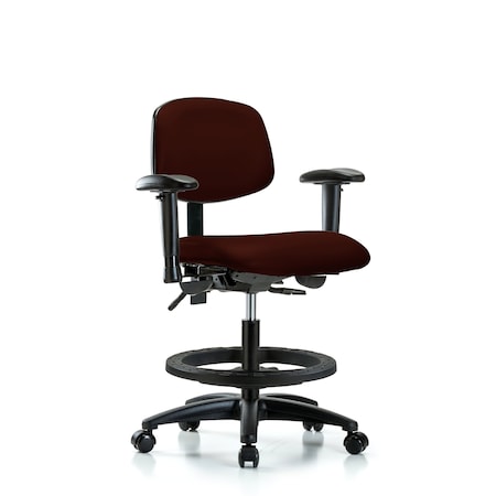Blue Ridge Ergonomics Chair, Vinyl, Med Bench, AA BF Casters, Burg, 6-Way Adjustable, 22" to 29" Height, Burgundy BR-VMBCH-RG-T0-A1-BF-RC-8569