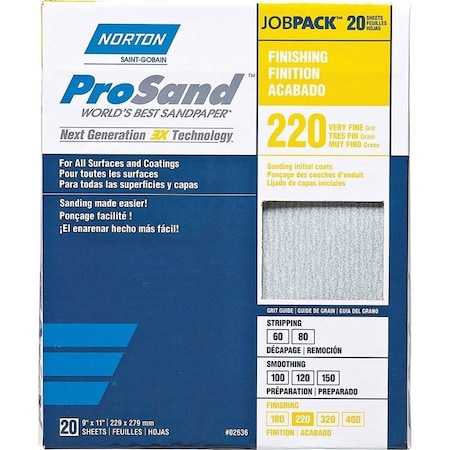 Norton Co SANDPAPER AL OXD 220GRT 9X11IN 2636