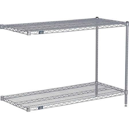 Global Industrial Nexel 2 Shelf, Nexelate Silver Epoxy Wire Shelving Unit, Add On, 48"W x 21"D x 34"H B3151856