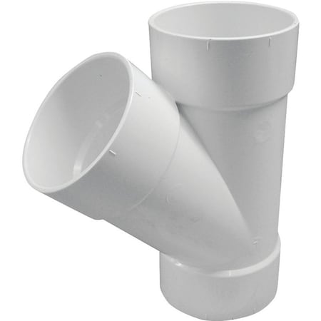 Genova CANPLAS Sewer Pipe Wye, 6 x 6 x 4 in, Hub, PVC, White, SCH 40 Schedule 414135BC