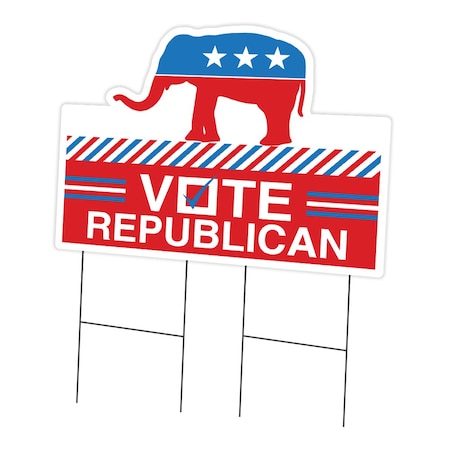 Signmission Vote Republican Die Cut Yard & Stake outdoor plastic coroplast window, C-DC-2436-DS-Vote Republican C-DC-2436-DS-Vote Republican