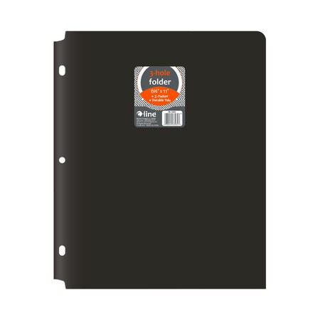C-Line Products 8-1/2" x 11" Black Two-Pocket 3-Hole Punch Heavyweight Poly Portfolio Folder, 25EA/BX, 6BX/CT 33931-BX