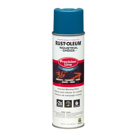 Rust-Oleum M1800 System Water-Based Precision Line Marking Paint, Flat APWA Caution Blue, 17 oz, 12PK 203031CT