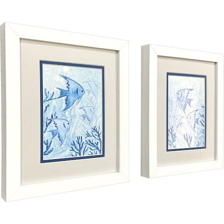 Set Of Two Angel Fish White Framed Wall Art, 2PK