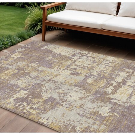 Homeroots 8' X 10' Lavender Gold And Beige Abstract Washable Indoor Outdoor Area Rug 597983