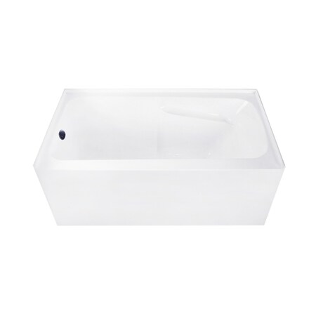 Kingston Brass 54" Acrylic Rectangular 3-Wall Alcove Tub Combo with Armrests and Drain in Glossy White/Matte Black CVTAP543023L0
