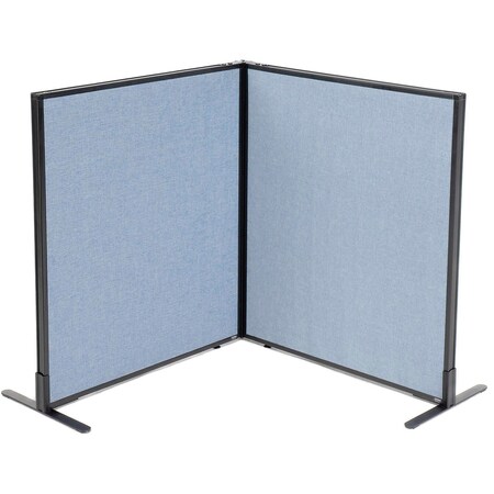 Global Industrial Interion Freestanding 2-Panel Corner Room Divider, 36-1/4"W x 42"H Panels, Blue 695027BL
