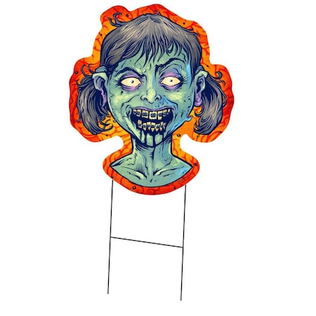 Signmission Zombie Girl Yard Sign with Stake, Scary Halloween Trick or Treat Decoration C-DC-16-Zombie Girl