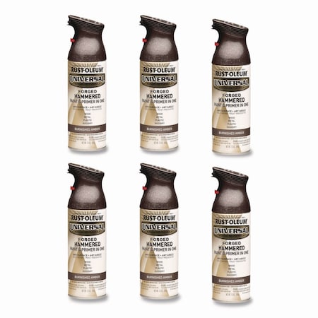 Rust-Oleum Universal Premium Spray Paint, Hammer Amber, 12 oz Aerosol Can, 6PK 271480