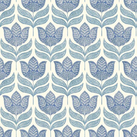 Chesapeake Cathal Blue Tulip Block Print Wallpaper 3125-72345