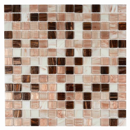 Apollo Tile Mingles 12inx12in Glossy Shimmer Beige and Brown Glass Mosaic Wall and Floor Tile 20 sqft/cs, 20PK MIX2088BG346A