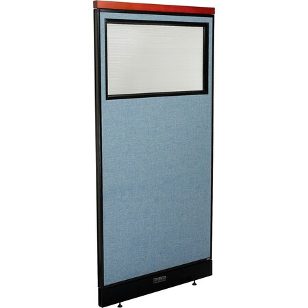 Global Industrial Interion Deluxe Electric Office Partition Panel with Partial Window, 36-1/4"W x 101-1/2"H Blue 695788DWEBL