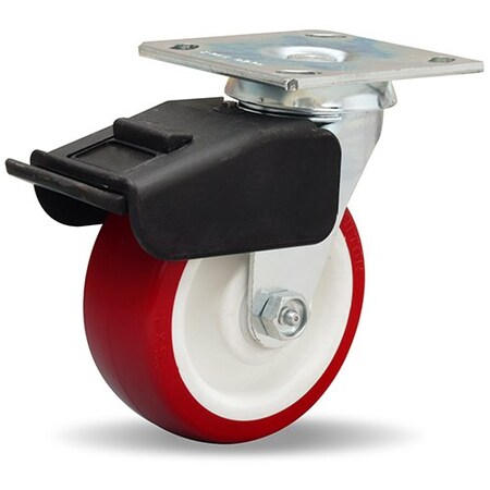 Hamilton Combination Brake Swivel Caster, 5" x 2" Poly-Tech Polyurethane (95A) on Polypropylene Wheel S-BC-5NF