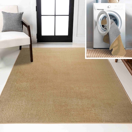 Jonathan Y Twyla Classic Solid Low-Pile Machine-Washable Yellow 4 ft. x 6 ft. Area Rug WSH300G-4