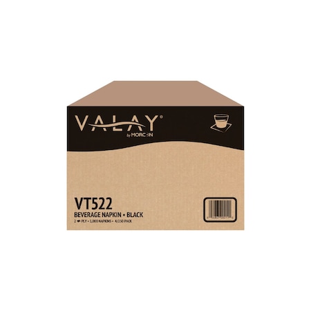Morcon Valay Black Beverage Napkin 2 Pl, PK1000 VT522