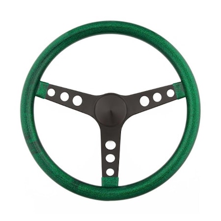 Grant 8452 13.5 in. Metal Flake Steering Wheel, Black 3-Spoke - Green GRT8452