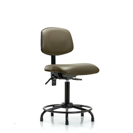 Blue Ridge Ergonomics Vinyl Chair, Med Bench, Round Tube Base, Glides, Taupe BR-VMBCH-RT-T0-A0-RG-8809