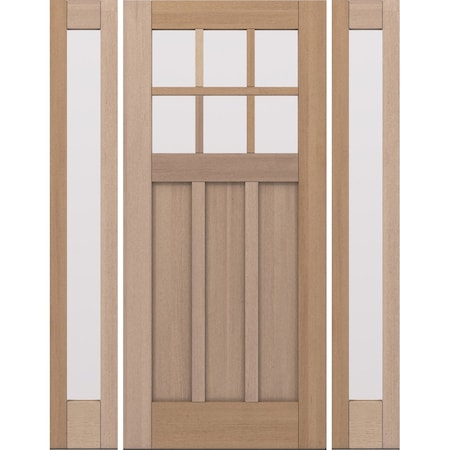 Doornmore CRF-P3G6, 65.25" x 82" ( 36" Door + 2x12" Side) Left Hand, Mahogany SDL 6 Lite Exterior Door CRF-P3G6-SW-3680-G101-SL_1-2_LI