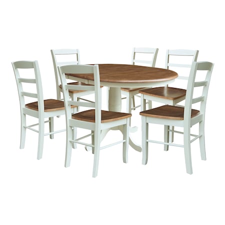 Whitewood Industries Rectangular Extension Dining Table W/ 6 Chairs, 36 in W, 29.9 in L, 48 in H, Parawood, 7 K79-36RXT-C2-6