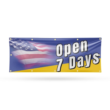 Signmission Open 7 Days, 48 Inch x 120 Inch, Vinyl Banner B-120-30770
