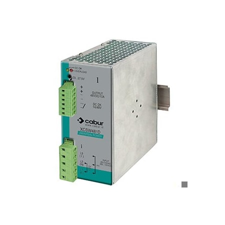Automation Systems Interconnect 48V Din Rail Power Supply, 208Vac, 240Vac, or 480Vac Input, 24Vdc, 20A Output XCSW481D